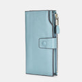 RFID Leather Retro Long Wallet with Zipper Pocket – Large Capacity Purse for Women