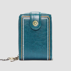 Monedero de piel auténtica con múltiples ranuras RFID para mujer