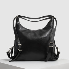 2-in-1 Convertible Leather Tote Backpack – Retro Shoulder Bag & Travel Day Pack