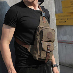 Sling Bag für Herren – Leichter Outdoor-Sport-Crossbody-Rucksack aus Canvas