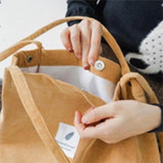 Corduroy Tote Bag for Women – Large Capacity School Shoulder Bag with Magnetic Closure - VOTVO