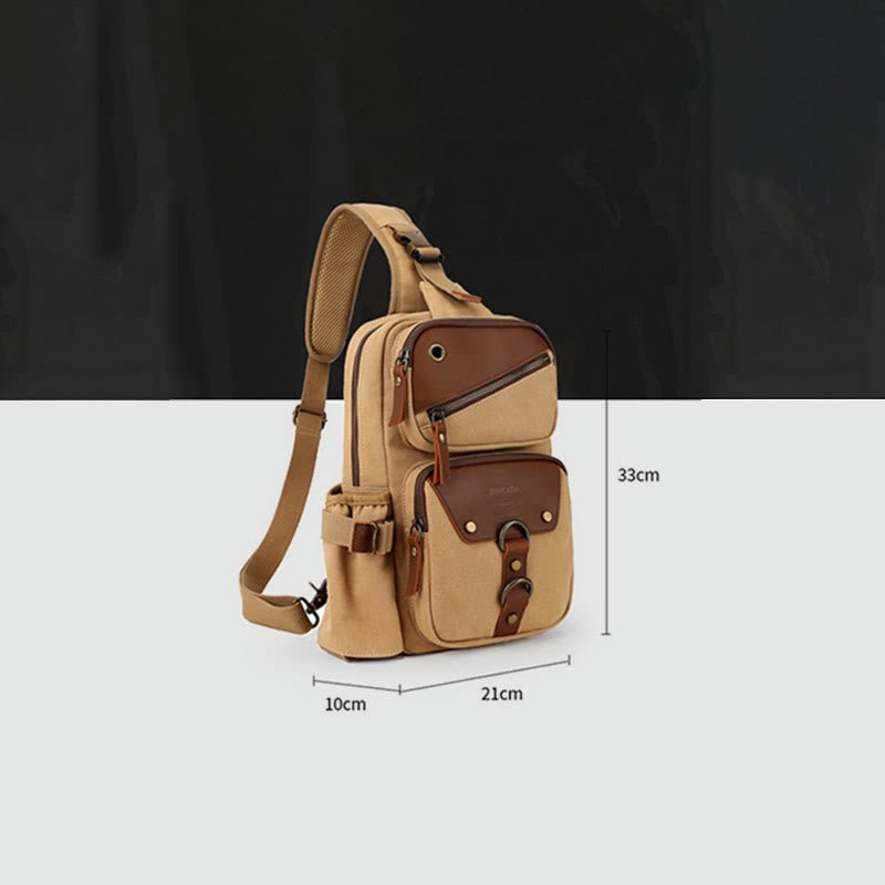 Sling Bag for Men – Retro Canvas Crossbody Chest Bag, Lightweight & Versatile for Daily Use and Travel - VOTVO