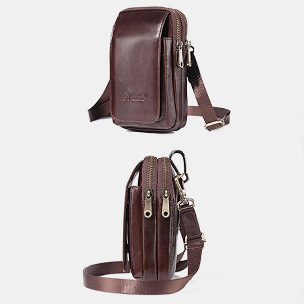 Genuine Leather Waist Bag – Multifunctional Messenger & Shoulder Bag for Men