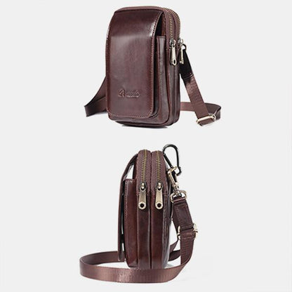 Genuine Leather Waist Bag – Multifunctional Messenger & Shoulder Bag for Men