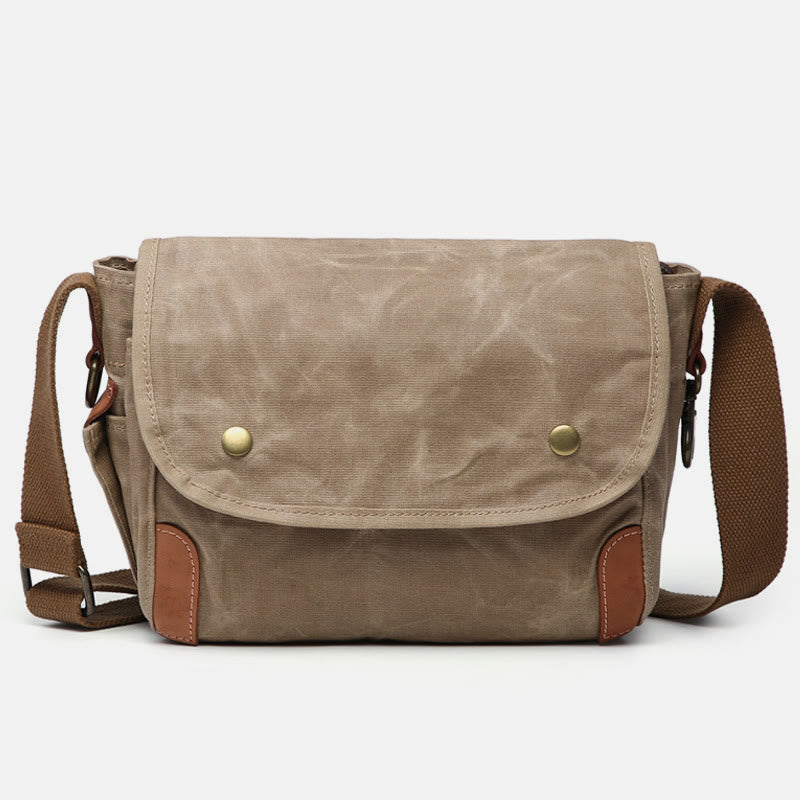 Retro wasserdichte Canvas-Umhängetasche für Herren – Pendler-Messenger-Geldbörse