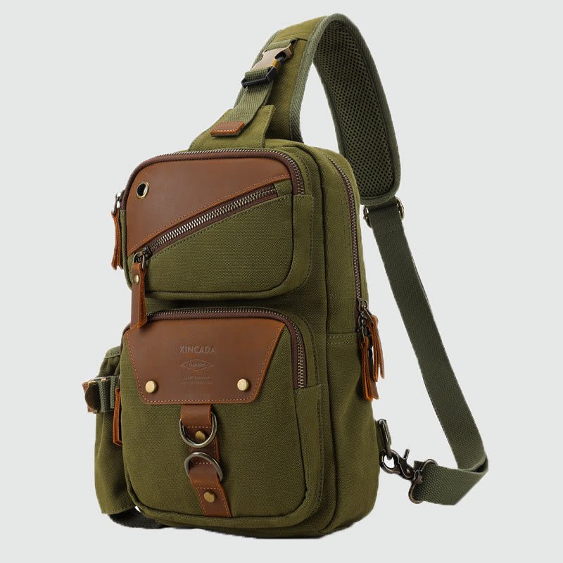 Sling Bag for Men – Retro Canvas Crossbody Chest Bag, Lightweight & Versatile for Daily Use and Travel - VOTVO