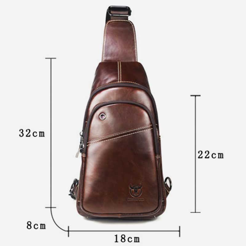 Large Capacity Genuine Leather Sling Bag for Men – Versatile Crossbody Chest Bag - VOTVO