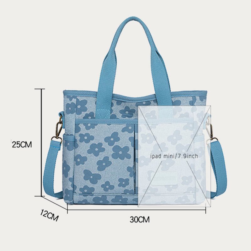 Floral Cute Printing Crossbody Purse – Large Canvas Handbag for Commuting - VOTVO
