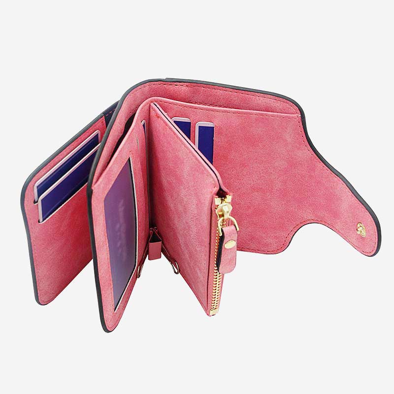 Small Wallet for Women – Multi-Slot Bifold Wallet with Zipper Pocket & ID Window