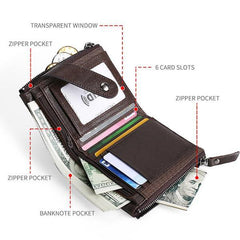 Cartera pequeña RFID de cuero genuino: compacta y segura