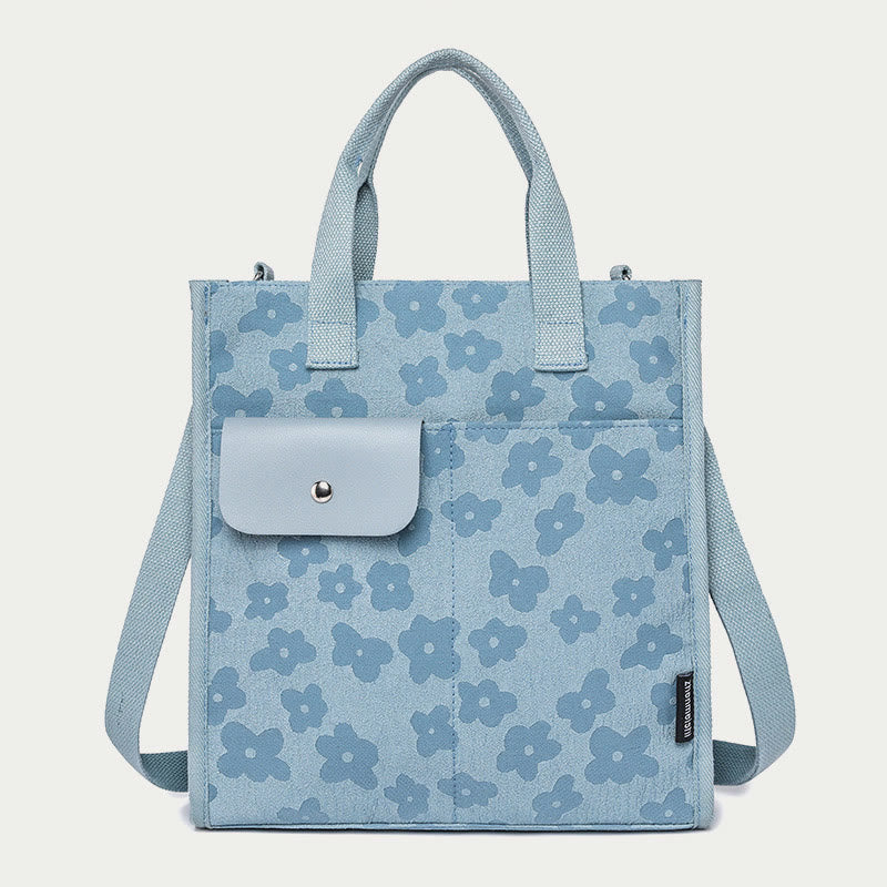 Floral Crossbody Tote Bag – Cute Nylon Shoulder Purse for Office & Daily Use