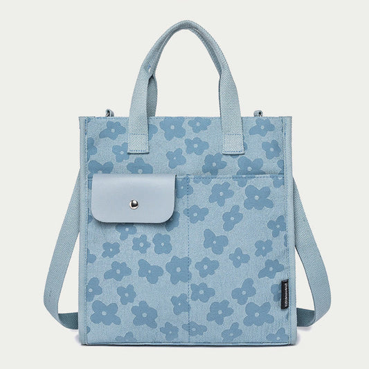 Floral Crossbody Tote Bag – Cute Nylon Shoulder Purse for Office & Daily Use