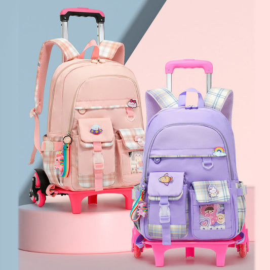 School Backpack for Kids – Cute Pattern Rolling Backpack with Adjustable Straps
