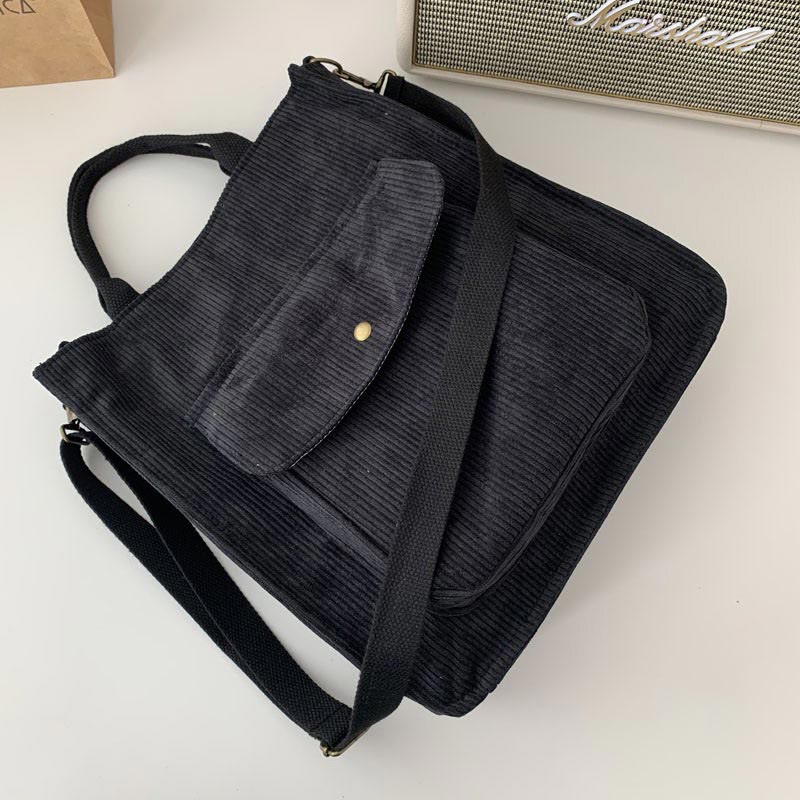 Vintage Corduroy Tote Bag for Women – Crossbody Handbag with Adjustable Strap for Daily Use, Travel, and Shopping - VOTVO