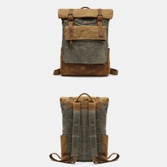 Canvas Leather Backpack Rucksack – Fits 15.6" Laptops | Perfect for College, Weekend Travel, and Daily Use