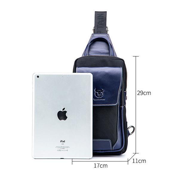Genuine Leather Casual Sling Bag for Men - Fashionable Crossbody Shoulder Chest Bag
