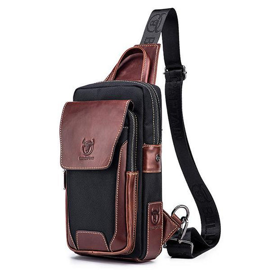Genuine Leather Casual Sling Bag for Men - Fashionable Crossbody Shoulder Chest Bag