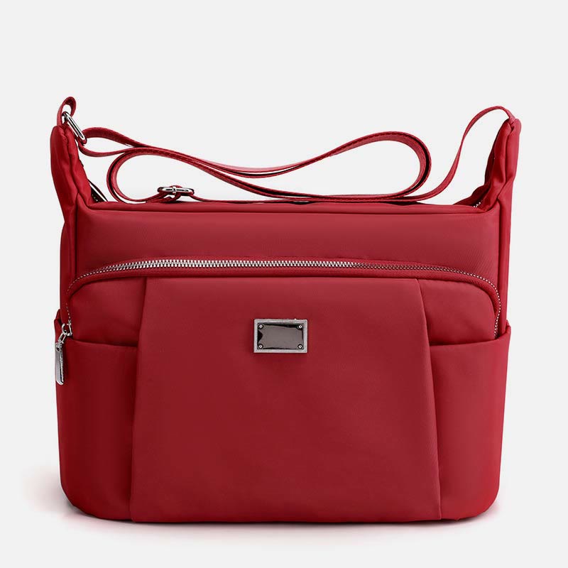 Crossbody Plaid Nylon Tote Bag for Women – Multi-Pocket Waterproof Purse
