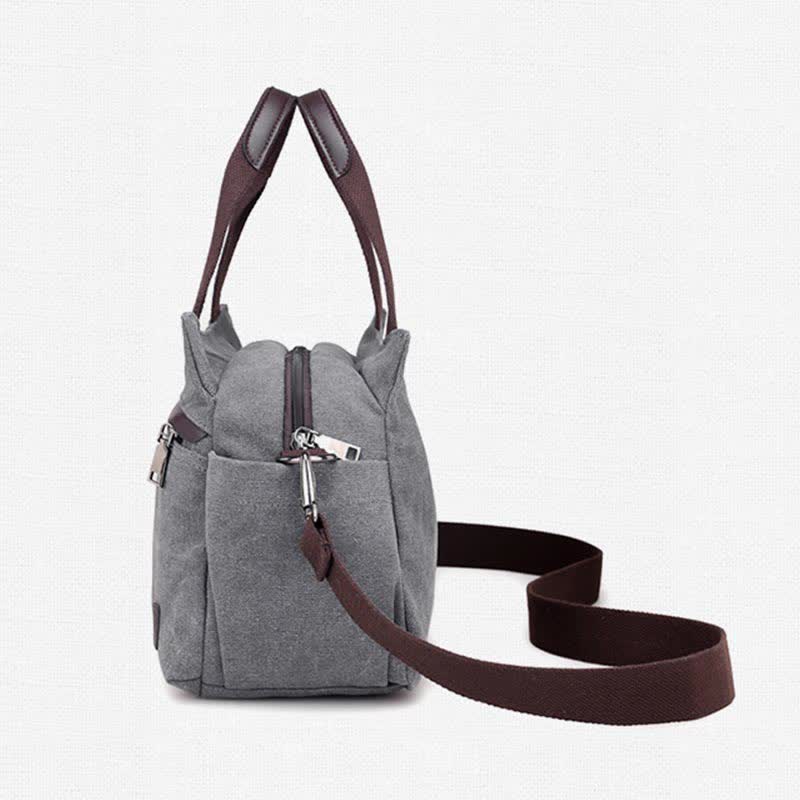 Women's Canvas Hobo Handbag – Multi-Pocket Shoulder Tote & Crossbody Bag