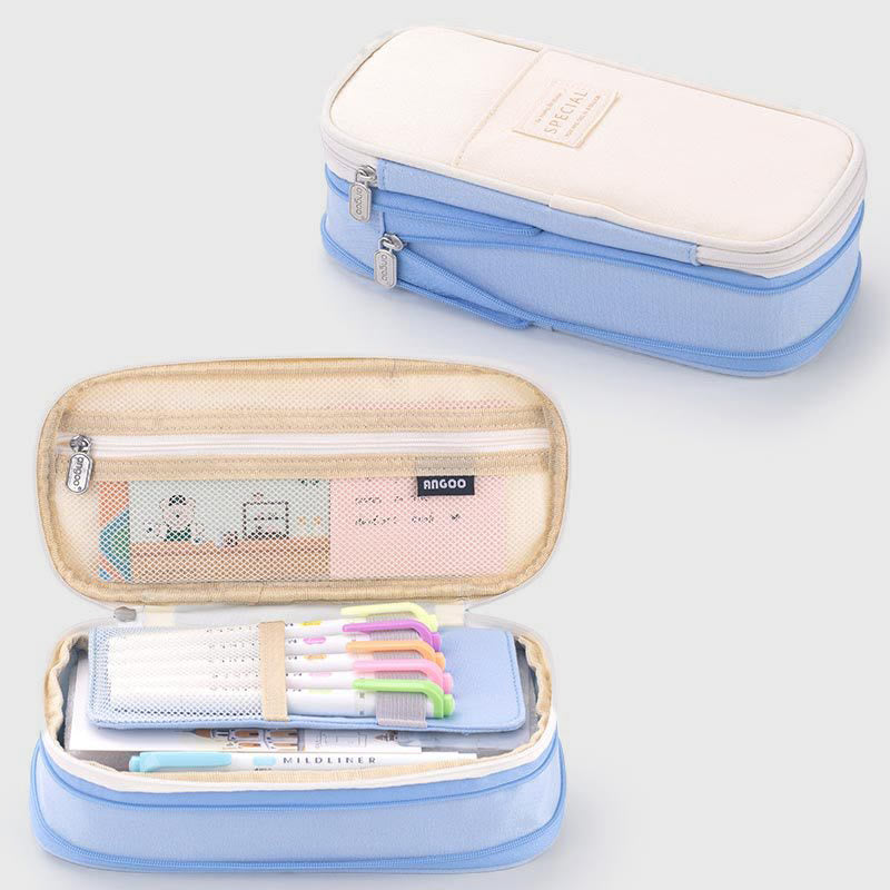 Large Capacity Color Matching Canvas Pencil Case – Perfect for Study & Organization