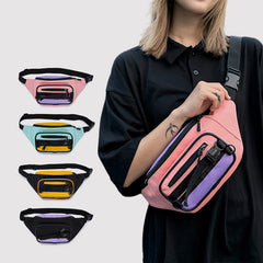 Contrast Color Crossbody Waist Bag for Girls - Stylish Canvas Sling Purse