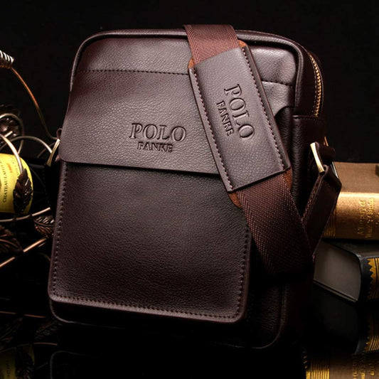 Men's Leather Crossbody Messenger Shoulder Bag for Work & Business – Small PU Leather Satchel