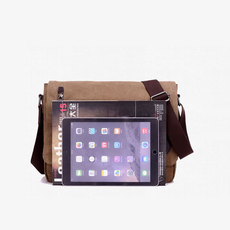 Canvas Messenger Bag for Men Travel Satchel Water Resistant Crossbody Bag