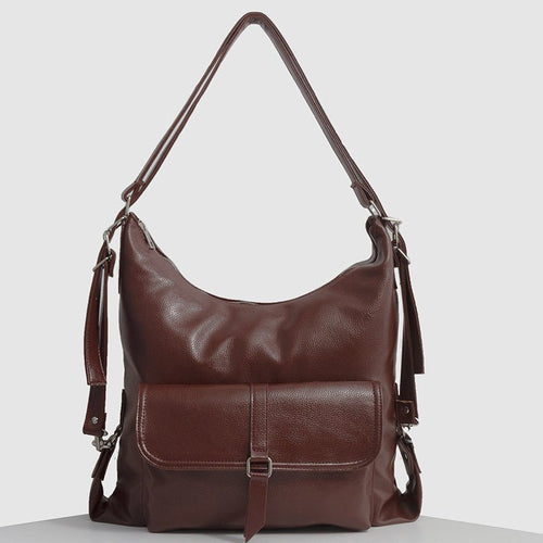 2 - in - 1 Convertible Leather Tote Backpack – Retro Shoulder Bag & Travel Day Pack - VOTVO