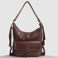 2 - in - 1 Convertible Leather Tote Backpack – Retro Shoulder Bag & Travel Day Pack - VOTVO