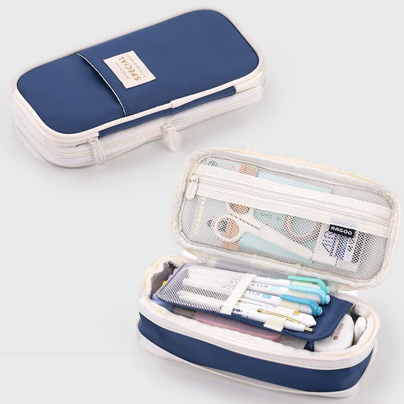 Large Capacity Color Matching Canvas Pencil Case – Perfect for Study & Organization