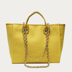 Crossbody Canvas Tote for Women – Chain Strap Bucket Bag