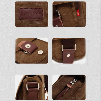 Borsa a tracolla in tela da uomo – Borsa a tracolla vintage multitasche