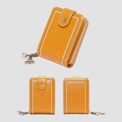 Monedero de piel auténtica con múltiples ranuras RFID para mujer