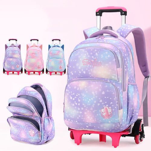 Durable Nylon Rolling Backpack for Kids – School Bag with Wheels, Adjustable Straps - VOTVO