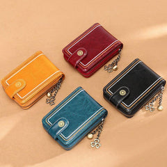 Monedero de piel auténtica con múltiples ranuras RFID para mujer