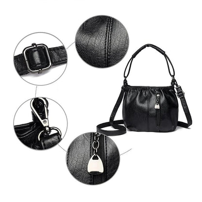 Pleated Bucket Leather Handbag – Casual Soft Shoulder Bag for Women