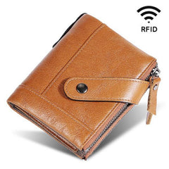 Cartera pequeña RFID de cuero genuino: compacta y segura