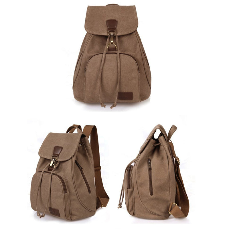 Canvas Backpack for Women & Girls – Vintage Drawstring School & Travel Rucksack