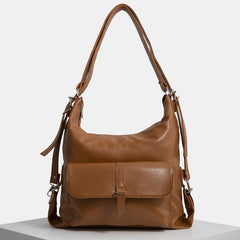 2 - in - 1 Convertible Leather Tote Backpack – Retro Shoulder Bag & Travel Day Pack - VOTVO