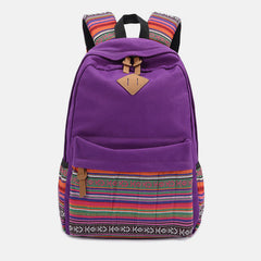 Colorful Stripe Custom Canvas Backpack for Women – Sporty Student Daypack