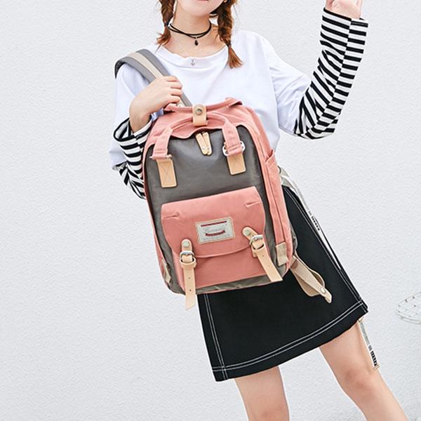Large Capacity Colorblock Waterproof Backpack – School & Travel Laptop Bag