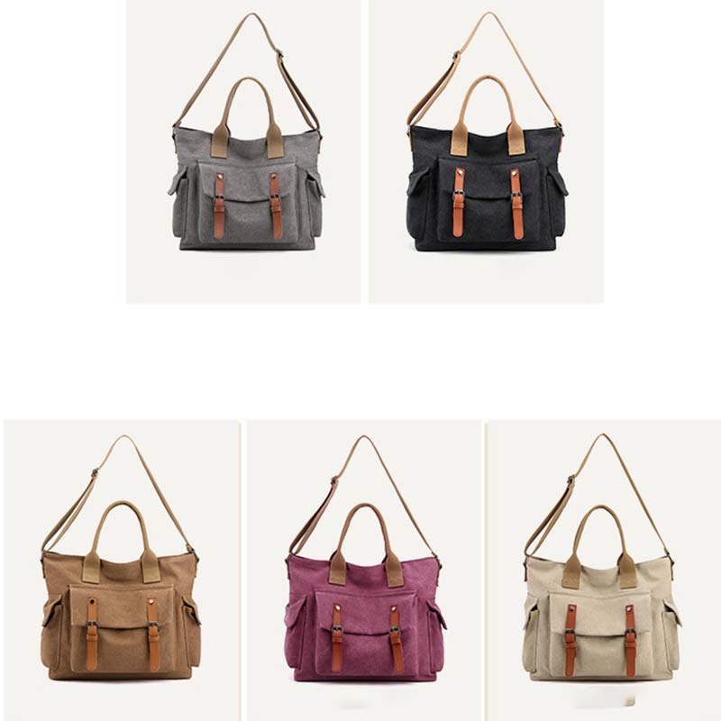 Large Capacity Women’s Canvas Tote – Casual Crossbody Shoulder Handbag Messenger Bag