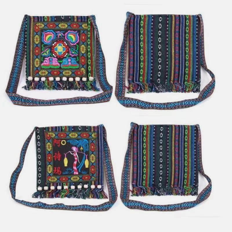 Folk Custom Shoulder Bag for Women – Vintage Embroidery Canvas Crossbody Bag
