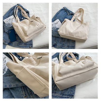 Tote Bag for Women – Plain Color with Badge Decor, Shoulder Bag