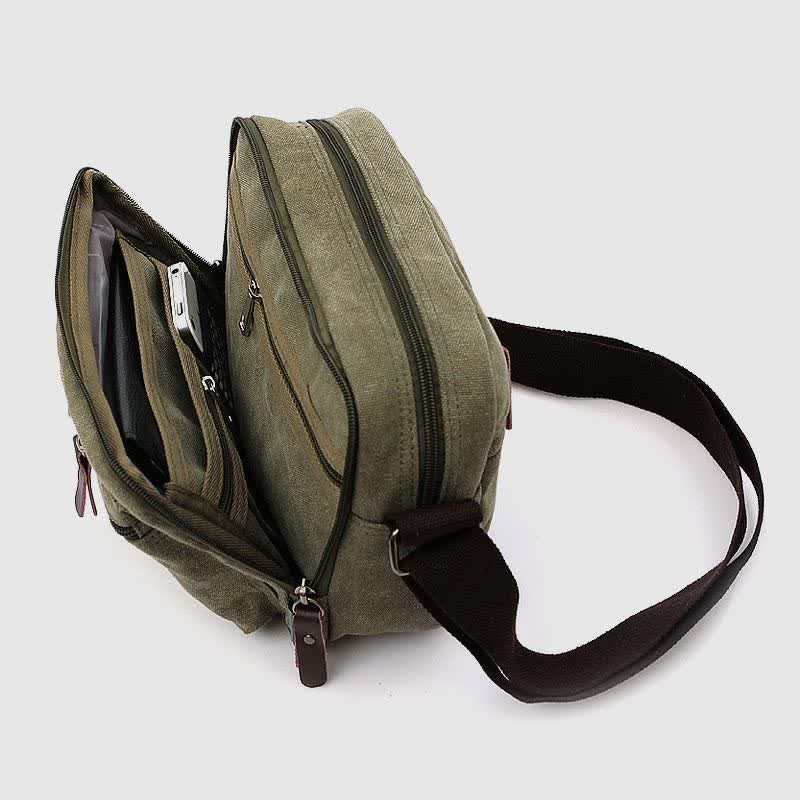 Retro Men’s Canvas Messenger Bag – Casual Crossbody Shoulder Purse