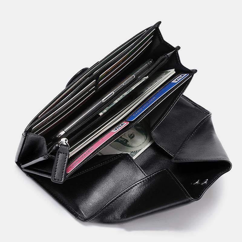 Retro Multi-Slot Genuine Leather Long Purse – Stylish Wallet for Women