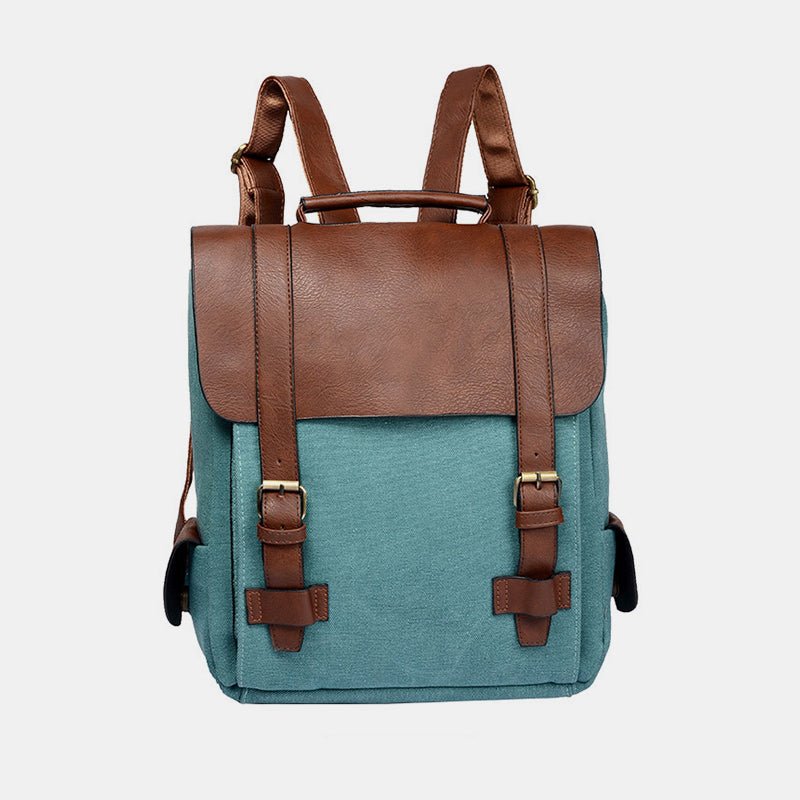 Vintage Leather Canvas Backpack for Men & Women – Travel Daypack, Unisex Rucksack - VOTVO