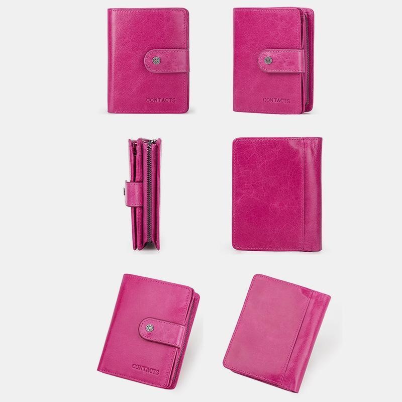 RFID GenuineLeather Multi-Card Buckle Wallet