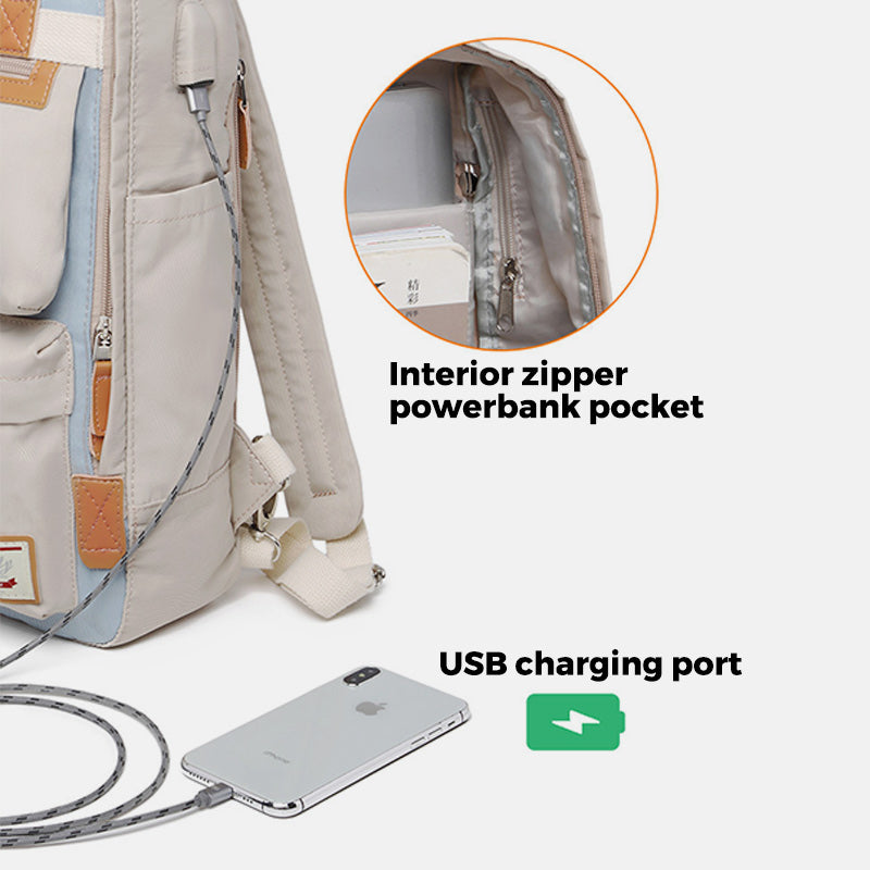 Multifunctional Large-Capacity British College Backpack with USB Charging Port