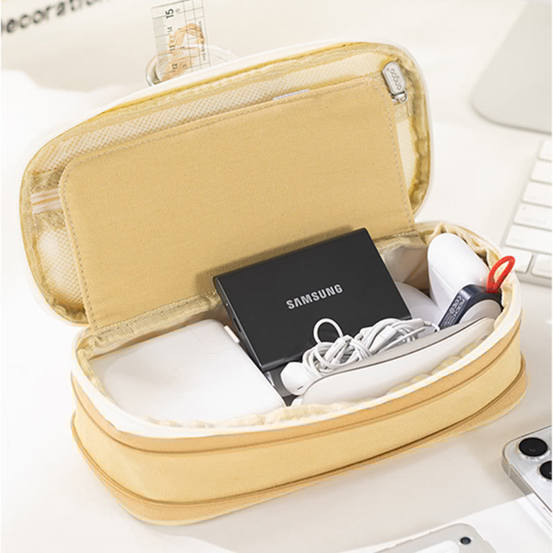 Large Capacity Color Matching Canvas Pencil Case – Perfect for Study & Organization